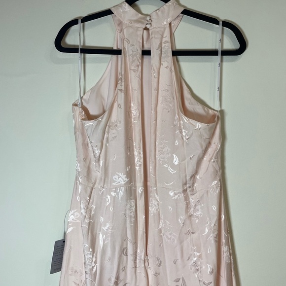 Lulus Red Carpet Ready Light Rose Floral Satin Jacquard Maxi Dress NWT Large - Picture 7 of 10